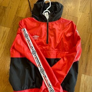 Vintage UMBRO 1/4 zip hooded windbreaker